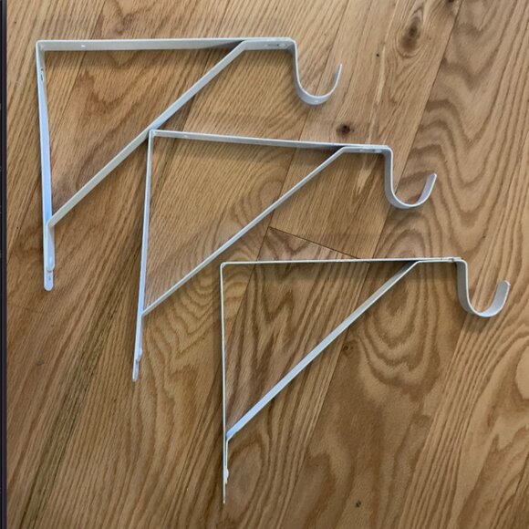 3x Heavy-Duty Shelf and Rod Support Bracket - Metal - White - 11-in L x 10-in - Picture 2 of 7